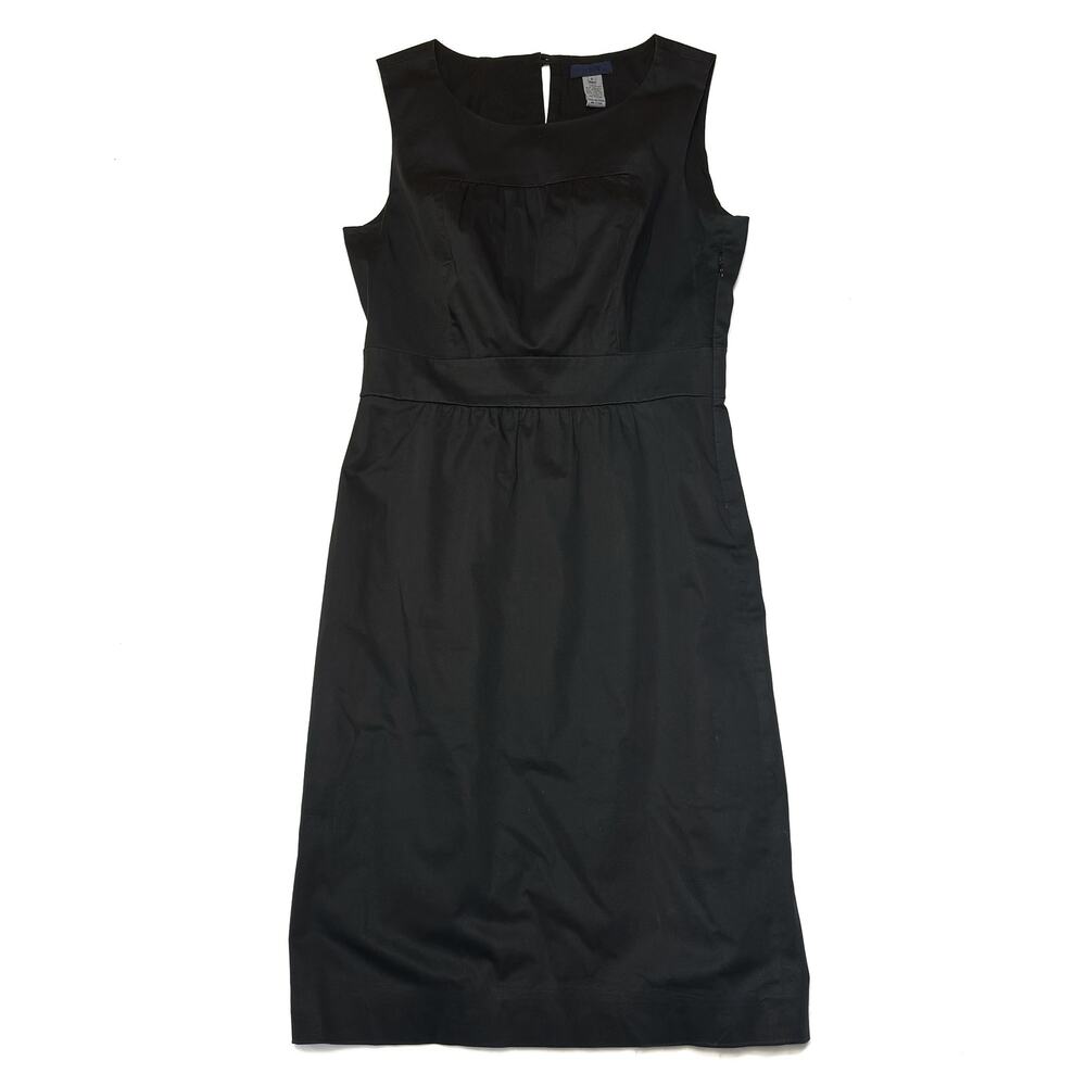 J.Crew Women's Size 6 Black Sleeveless Cotton Sheath Midi Dress Classic